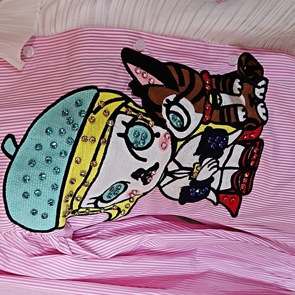 NWOT Denimland Striped Applique Dress - Picture 2 of 15